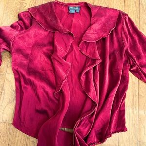 Lafayette 148 Red 100% Silk Blouse
